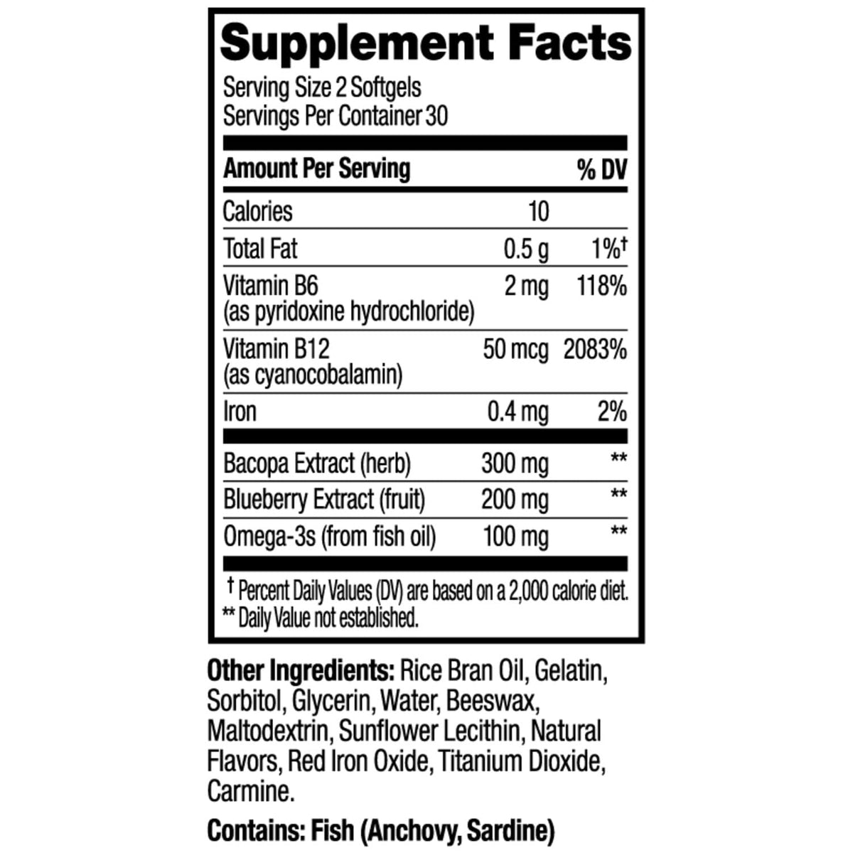 OLLY Ultra Strength Brain Softgels, Nootropic, Supports Healthy Brain Function, Memory, Focus and Concentration, Omega-3s, Vitamins B6 and B12, 30 Day Supply - 60 Count OLLYBuy Supplements Australia