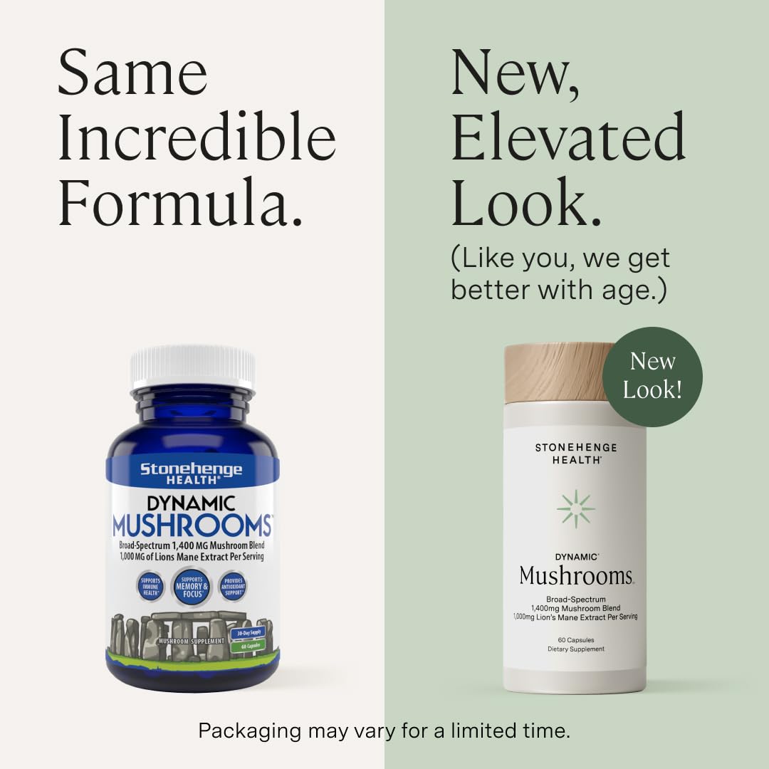 Stonehenge Health Dynamic Mushrooms 1,400 mg – 5 Mushroom Complex (Lion’s Mane, Reishi, Chaga, Maitake, Shiitake) – 100% Fruiting Bodies, Nootropic – Brain, Memory, Focus & Immune Support – 60 Caps Stonehenge HealthBuy Supplements Australia
