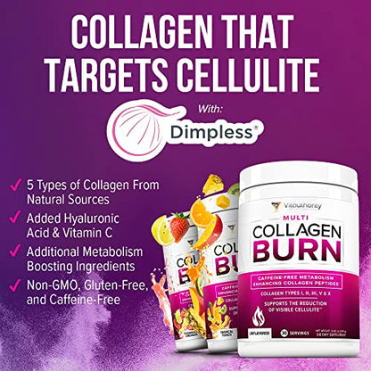 Multi Collagen Burn: Multi-Type Hydrolyzed Collagen Protein Peptides with Hyaluronic Acid VitauthorityBuy Supplements Australia