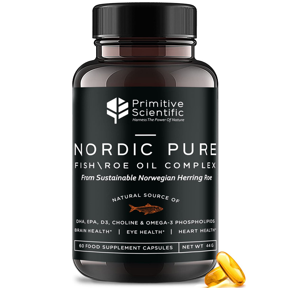 Primitive Scientific Nordic Pure Oil Complex (60 Fish Oil Capsules) for Brain, Immunity & Vision - Heart Supplement w/EPA, DHA, Vitamin D3, Choline - Omega 3 Supplements Primitive Scientific buy supplements Au