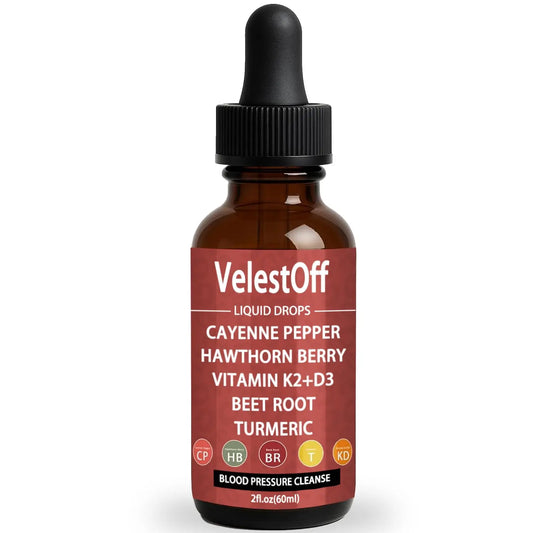 VelestOff liquid drop bottle with a red label on a white background