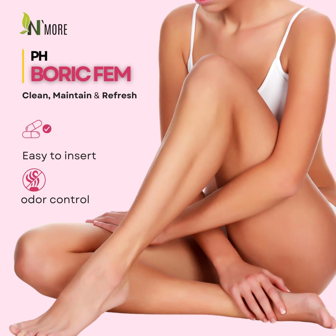 N'More Boric Acid Vaginal Suppositories- 100% Pure - Made in USA- Boricfem Vaginal Health Supplement- 30 Servings (Pack of 1) N'MoreBuy Supplements Australia