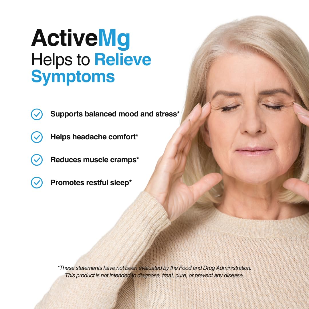 Active Mg Magnesium Supplement – 300mg Elemental Magnesium + Zinc & B Vitamins – Muscle & Nerve Support – 90 Vegan Capsules Migraine StopBuy Supplements Australia