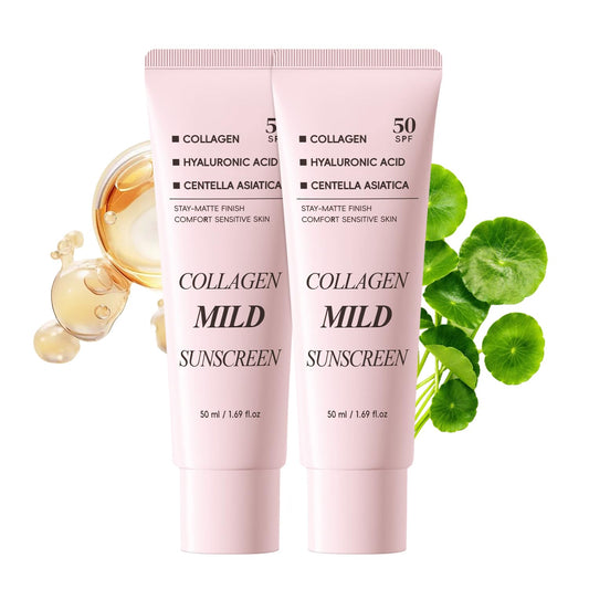 Collagen Mild Sunscreen SPF 50 for Face, Broad Spectrum Protection, Hydrating Facial Sunscreen with Peptides & Cica, Lightweight Non-Greasy, No White Cast, Natural Glow, Travel Size (2 PCS) DR.Seya buy supplements Au