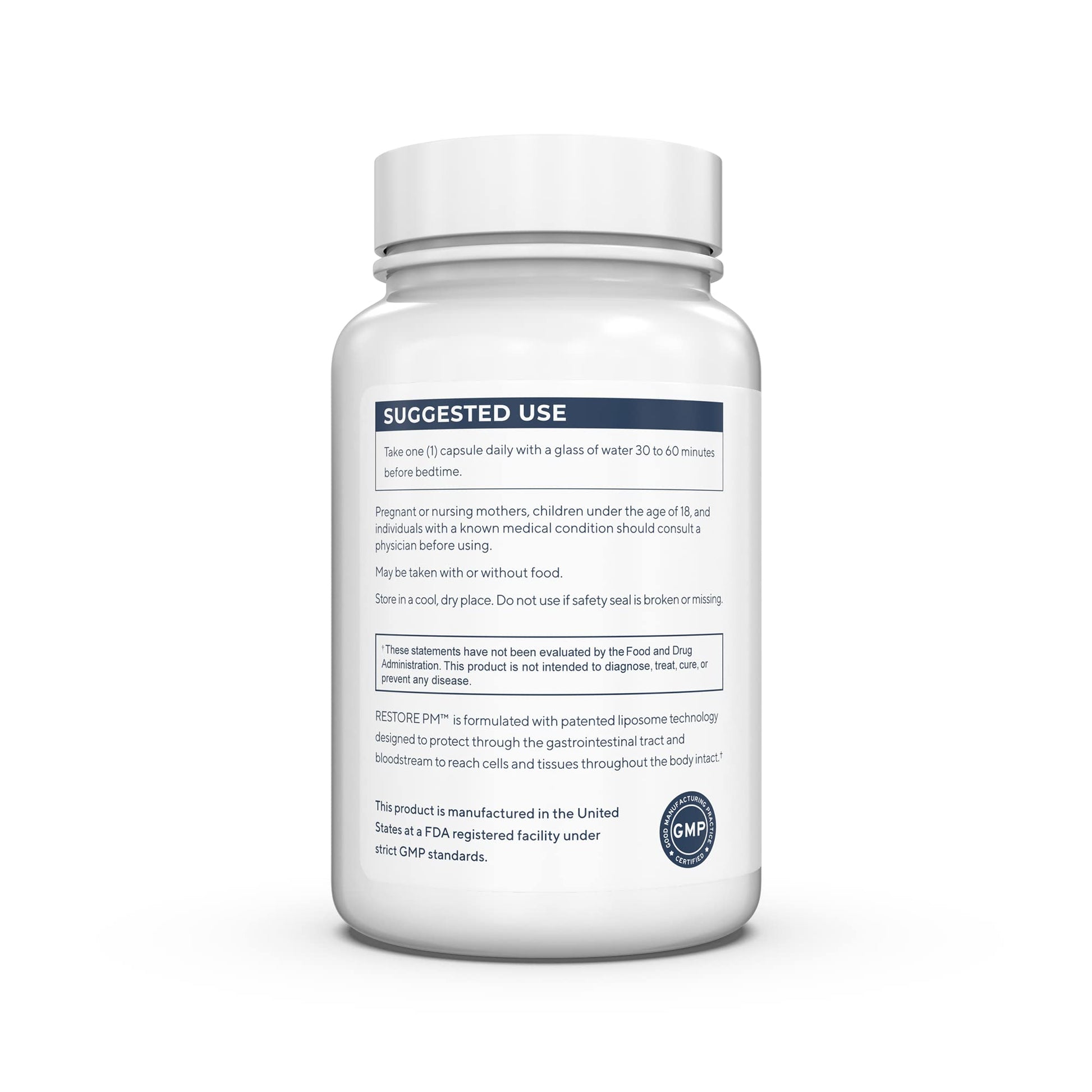 Renue By Science Restore PM | Liposomal Melatonin GABA Supplements | 60 Capsules with Melatonin (3.5mg) 5HTP (100mg) Glutathione (65mg) Apigenin (75mg) GABA (150mg) - Non-GMO | Made in The USA Renue By ScienceBuy Supplements Australia