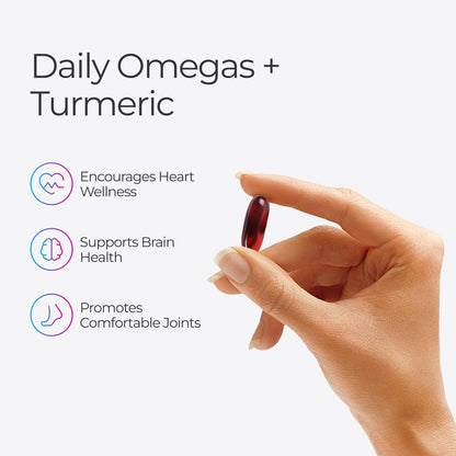 Livingood Daily Omega 3 6 9 Plus Turmeric Curcumin Supplement, 60 Softgels - Fish Oil Omega 3 Supplements (EPA & DHA) for Men and Women - Brain, Joint, Heart Health