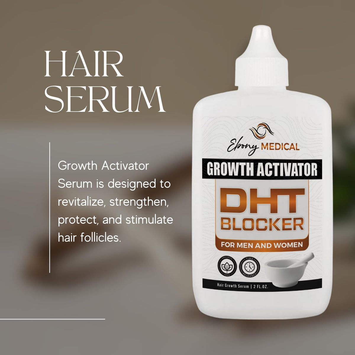 Ebony Medicals DHT Blocker Hair Growth Serum - Hair Loss Supplement, Supports Natural Regrowth Natural CurvesBuy Supplements Australia