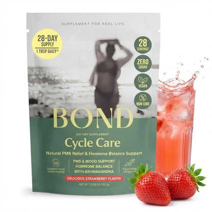 BOND Cycle Care – PMS Support Supplement & Hormone Balance for Women – Cortisol Reducer with Ashwagandha, L-Tryptophan, Magnesium, Turmeric Extract & Glutathione for Mood & Cycle Relief, 28 Servings BONDBuy Supplements Australia