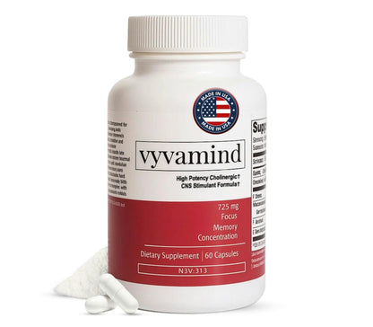 vyvamind Neurostimulant + Focus Aid Nootropic for Enhanced Concentration & Mental Clarity, Brain Support with Caffeine L-Theanine, Fast-Acting Cognitive Boost, 60 Capsules vyvamind Neurostimulant + Focus AidBuy Supplements Australia