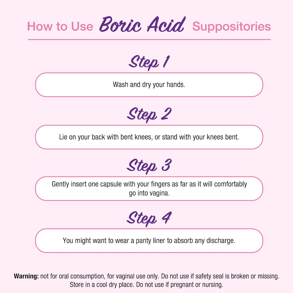 Puregen Labs Boric Acid 600 mg Vaginal Suppositories - 100% Pure | All Natural Without Dyes or Fillers P Puregen LabsBuy Supplements Australia