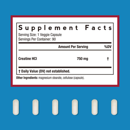 Doctor's Recipes Creatine HCl Capsules, 750 mg, Creatine Hydrochloride for Women & Men, Strength & Recovery, Brain Health, Fast Absorbing, Vegan, 90 Capsules Doctor's RecipesBuy Supplements Australia