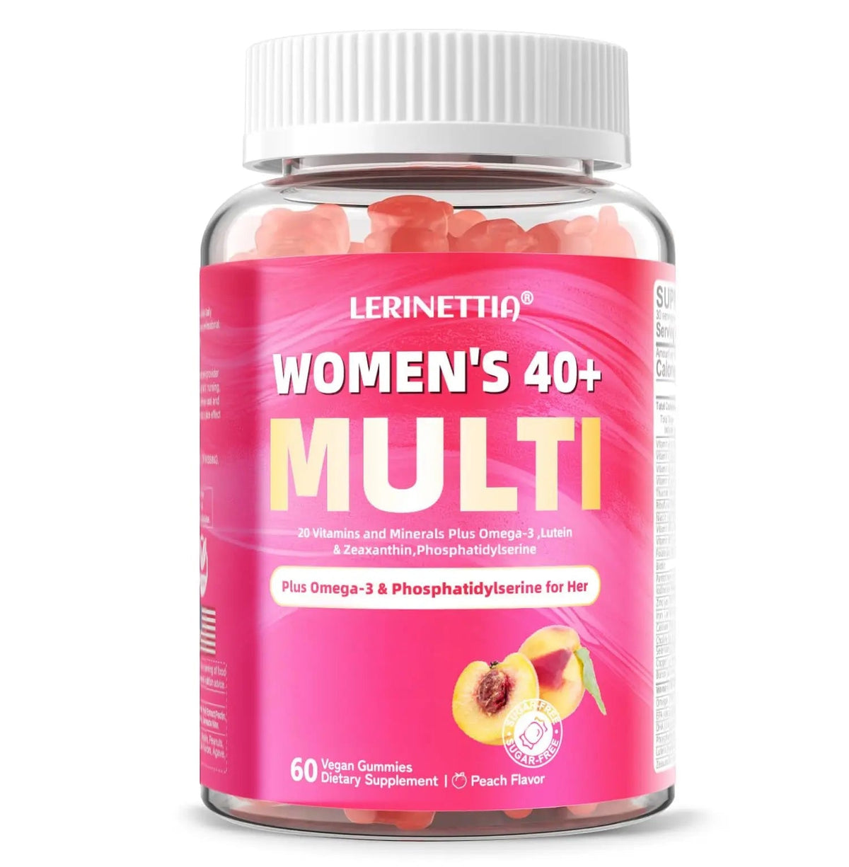 Lerinettia Multivitamin for Women Gummies for 40+ with Omega-3, Niacinamide, B-Complex, Lutein, Iron, Choline, Phosphatidylserine, Vitamin D3 Lerinettia