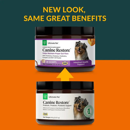 Ultimate Pet Nutrition Canine Restore, Gut Health Supplement with Prebiotics, Probiotics, & Postbiotics for Digestive Health & Immunity Support, Vet Formulated Powder Food Topper ULTIMATE PET NUTRITIONBuy Supplements Australia
