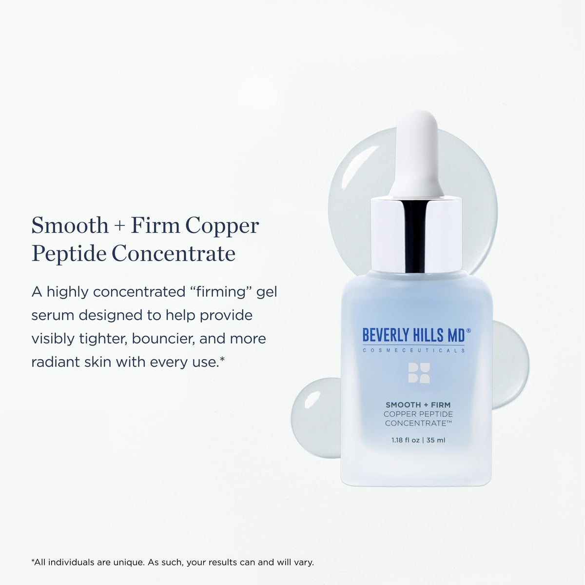 Smooth + Firm Copper Peptide Concentrate Serum for Aging Skin, Plumping Niacinamide for Tightening & Brightening, Helps Improve Elasticity, Hyperpigmentation & Dark Spots, Water Based, 1.18 Fl Oz Beverly Hills MD buy supplements Au