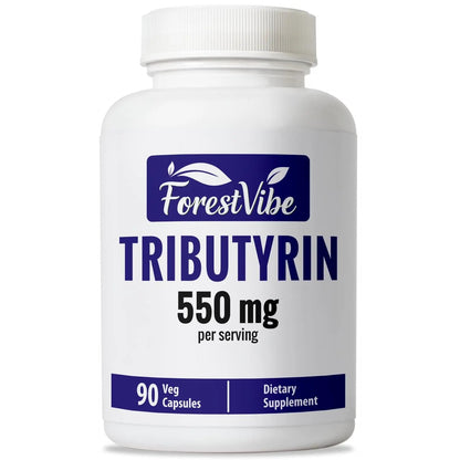 ForestVibe Tributyrin Supplement 550mg, Advanced Butyrate Form for Gut Health, 60% Standardized, More Effective Delivery Than Sodium Butyrate, 90 Capsules, Non-GMO & Gluten Free Postbiotic Supplement ForestVibeBuy Supplements Australia