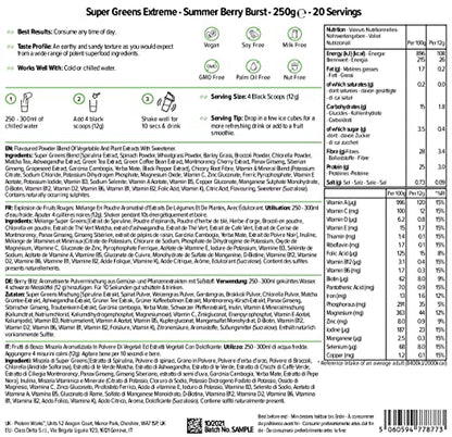 Protein Works Super Greens Extreme Powder , 156 Health Benefits , 41 Active Ingredients , Vegan Protein WorksBuy Supplements Australia