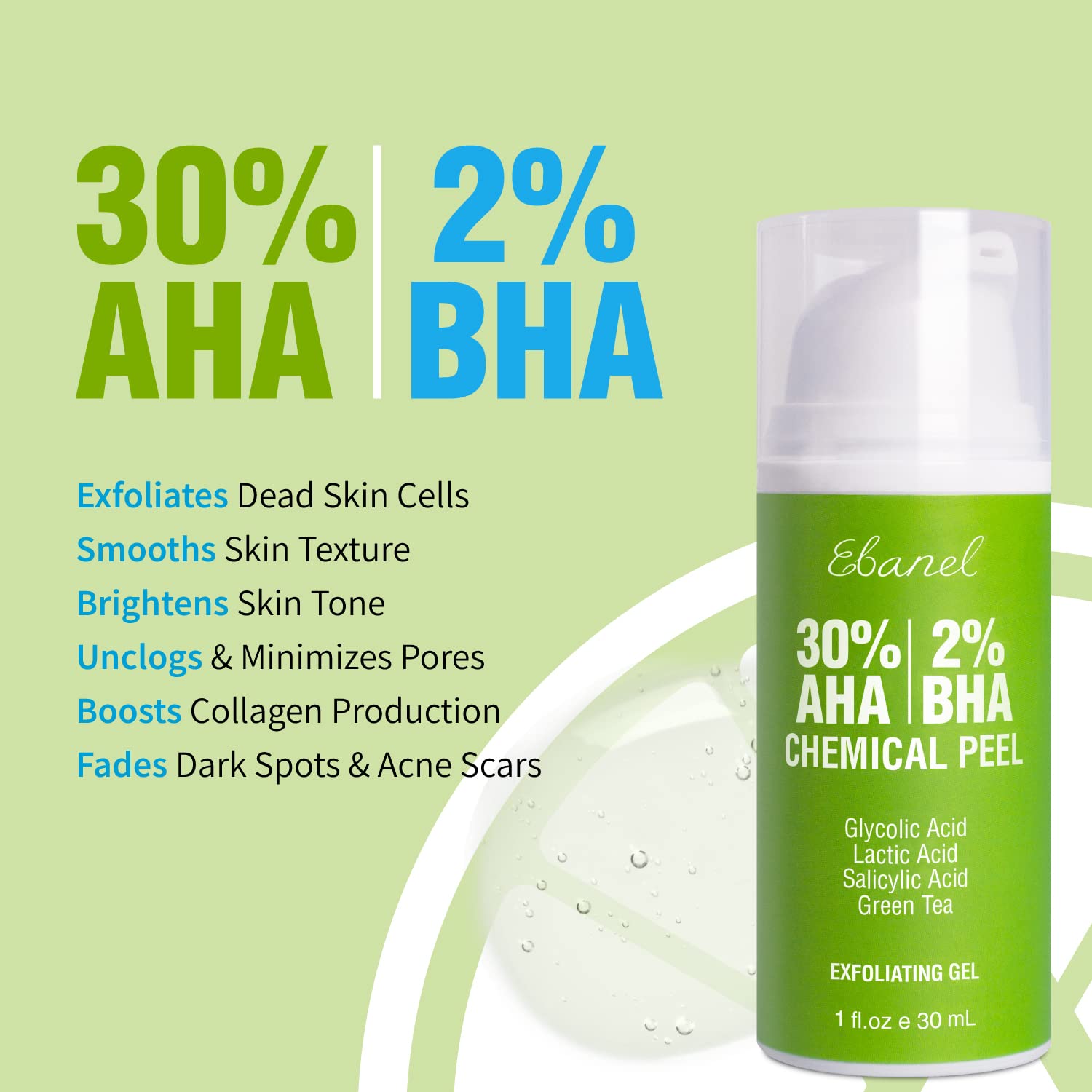 Ebanel Bundle of 30% AHA 2% BHA Chemical Peel and Advanced Silicone Scar Gel Ebanel buy supplements Au