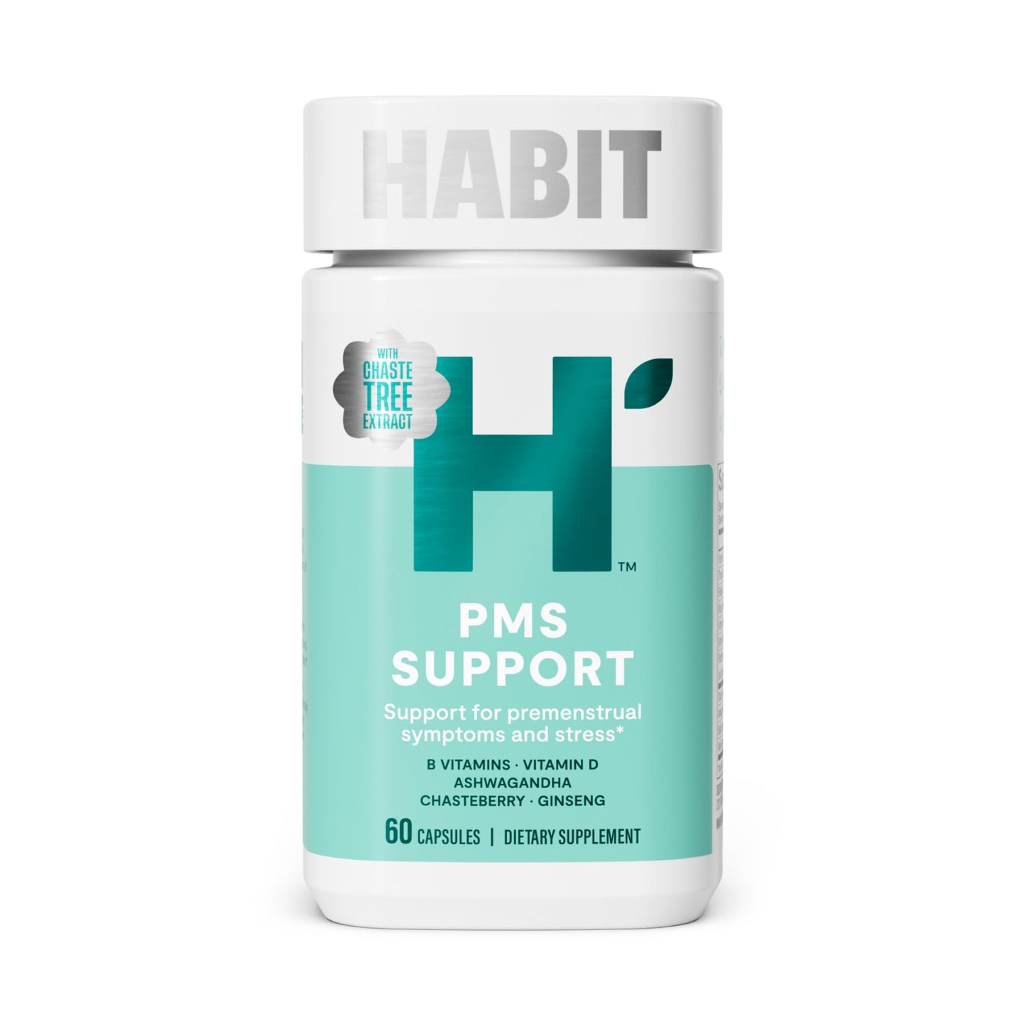 Habit PMS Support Supplement for Women (60 Capsules) - Supports Premenstrual Symptoms & Stress, Hormone Balance, Mood, B Vitamins, Vitamin D, Chasteberry, Ashwagandha, Gluten-Free, Non-GMO (1 Pack) H' HabitBuy Supplements Australia