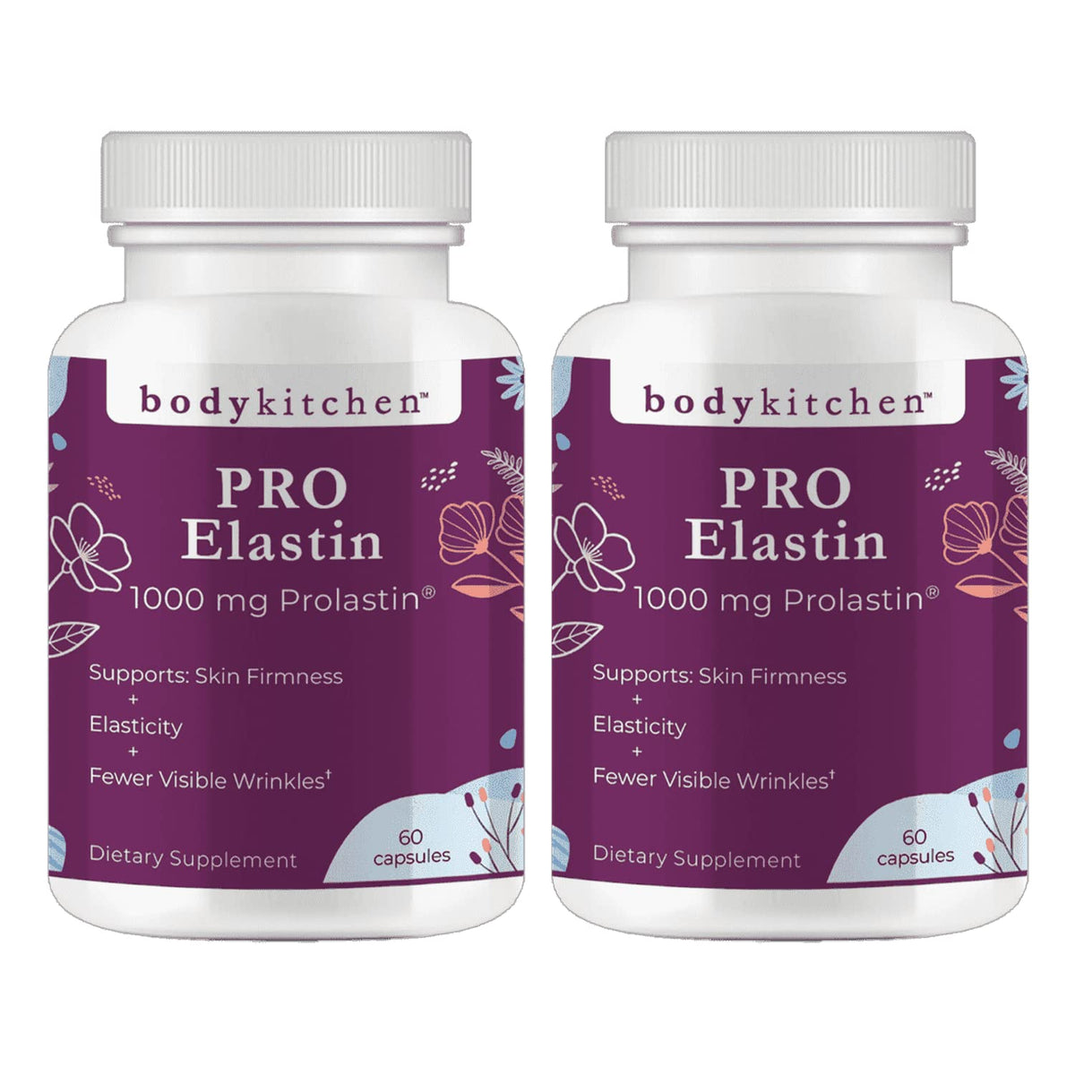 Body Kitchen Pro-Elastin, 1000 mg Elastin Supplement, Help Reduce Signs of Aging, Improved Skin Health, Firmness & Elasticity, Fewer Wrinkles, Veggie Caps, (Pack of 2) Body Kitchen buy supplements Au