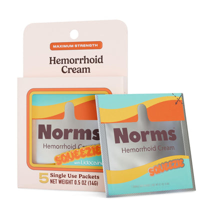 Norms Squeezies Lidocaine Hemorrhoid Cream, Discreet Single Use Travel Packets, 5% Lidocaine, Phenylephrine, Aloe and Glycerin – Numbing, Soothing & Swelling Relief On the Go, 5 Count NormsBuy Supplements Australia