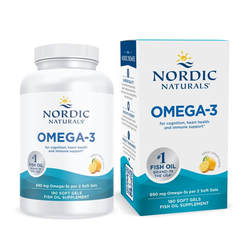 Nordic Naturals Omega-3, Lemon Flavor - 180 Soft Gels - 690 mg Omega-3 - Fish Oil - EPA & DHA - Immune Support, Brain & Heart Health, Optimal Wellness - Non-GMO - 90 Servings Nordic Naturals buy supplements Au