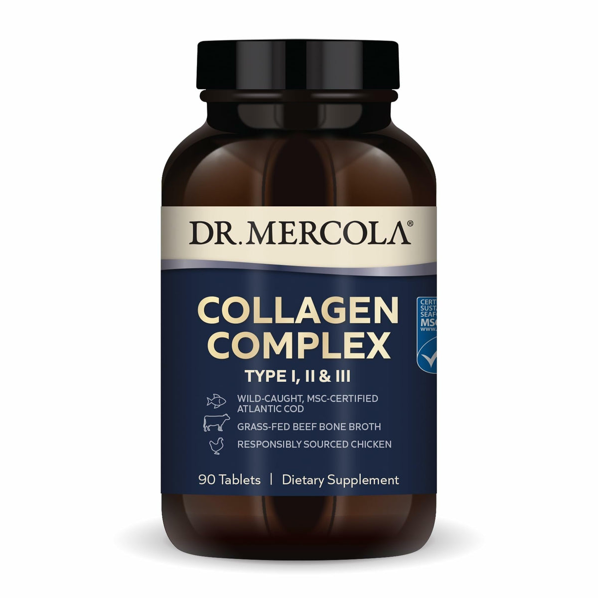 Dr. Mercola Collagen Complex - Supports Skin & Connective Tissue - Types I, II & III Collagen - Non-GMO, Gluten-Free & Soy-Free - 90 Tablets (30 Servings) Dr. Mercola buy supplements Au
