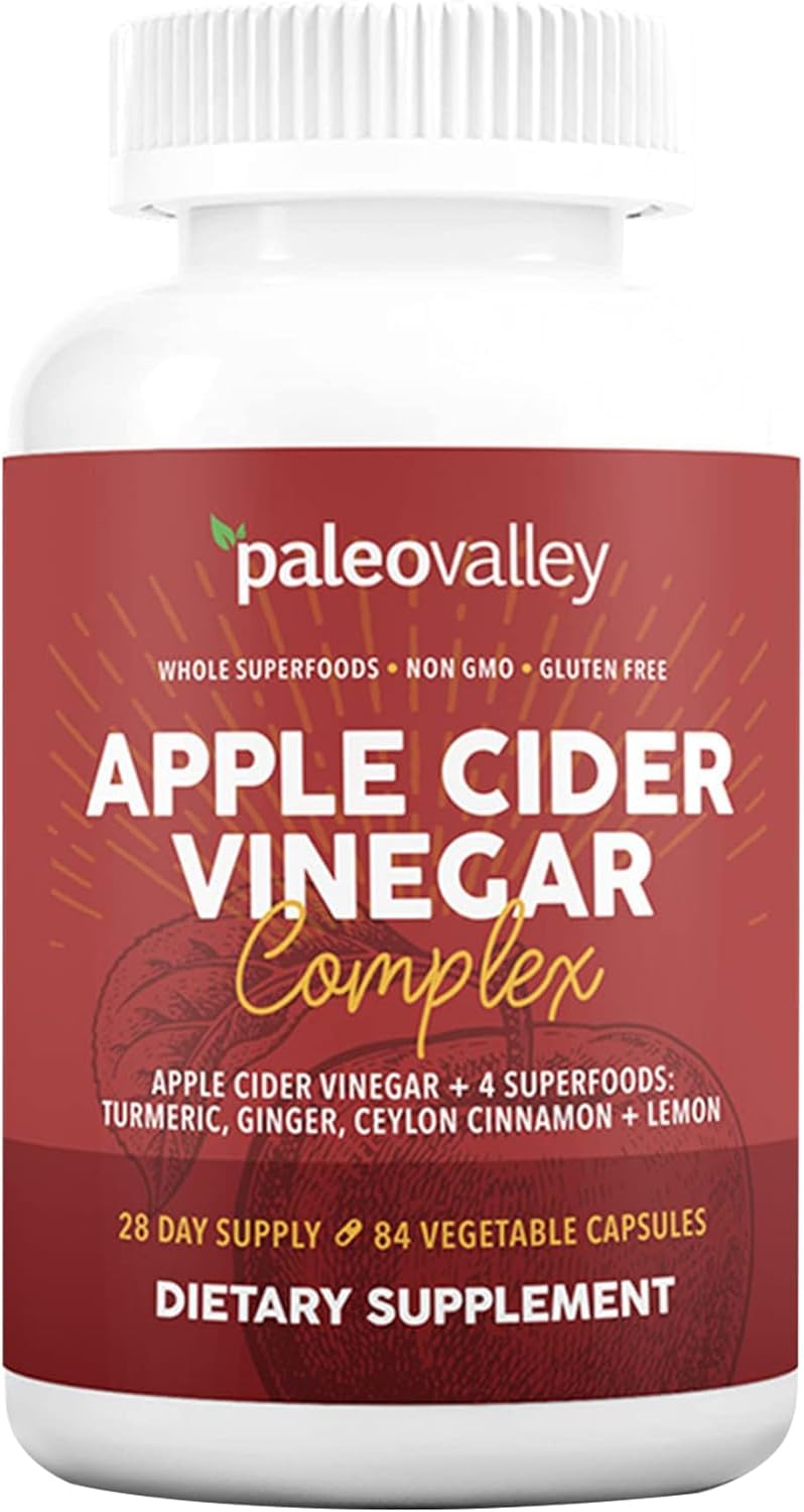 Paleovalley Apple Cider Vinegar Complex with Superfoods - Turmeric, Ginger, Ceylon Cinnamon and Lemon - 84 Vegetable Capsules PaleovalleyBuy Supplements Australia