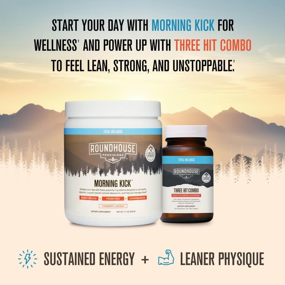 ROUNDHOUSE PROVISION Morning Kick, Greens Superfood Powder Supplement with Ashwagandha, Collagen & Probiotics - Sugar Free, Caffeine Free (3 Pack, Strawberry Lemonade Flavor) by Chuck Norris ROUNDHOUSE PROVISIONBuy Supplements Australia