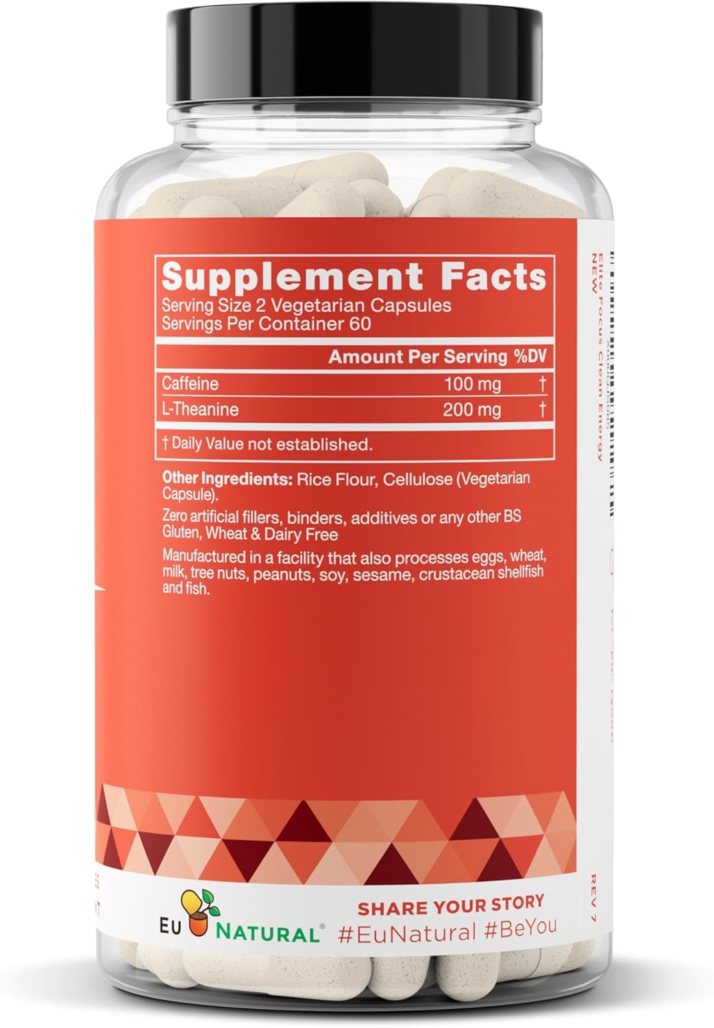 Eu Natural Elite Caffeine Pills with L-Theanine - 100mg Caffeine + 200mg L-Theanine - Jitter-Free Focused Energy & Clean Nootropic Stack - 240 Soft Capsules Eu NaturalBuy Supplements Australia