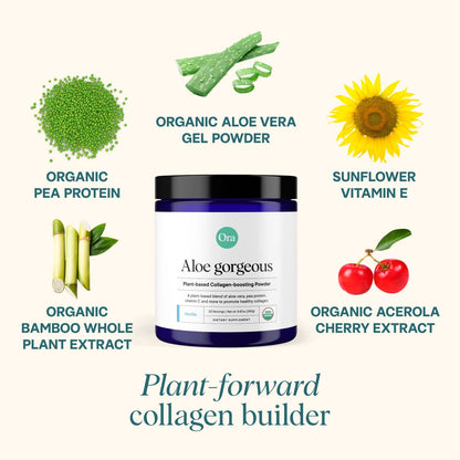 Ora Organic Vegan Collagen-Boosting Powder for Women and Men - Hair, Skin, & Nails Support - Bamboo Silica, Plant-Based Protein, Organic Vitamin C, Aloe Vera - Vanilla Flavor, 20 Servings Ora OrganicBuy Supplements Australia