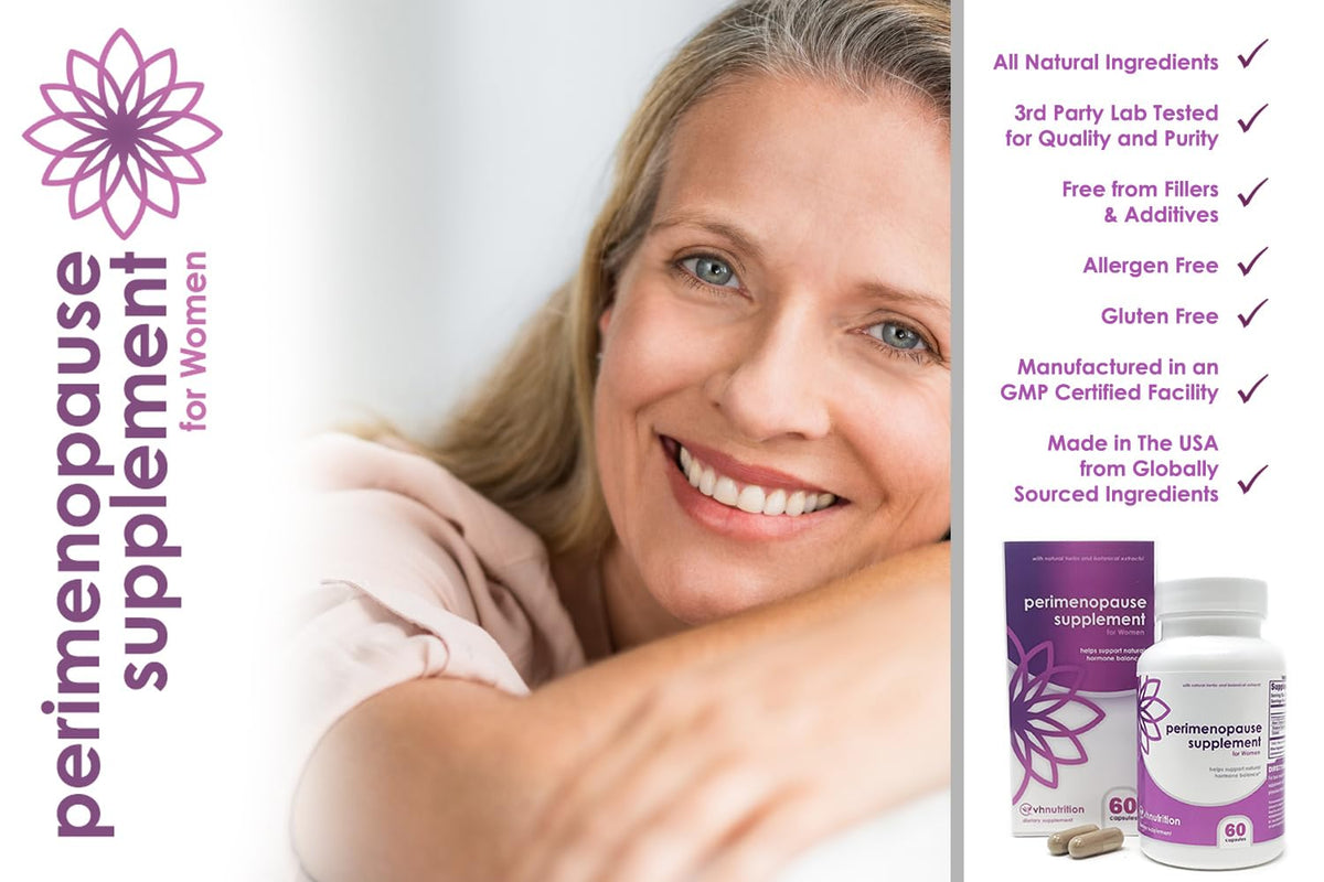 VH Nutrition Perimenopause Supplement for Women | Hot Flash, Mood, and Menstruation Cycle Support | 100% Herbal Formula: Black Cohosh, Vitex, & Shatavari. No Additives, or Fillers VH NutritionBuy Supplements Australia