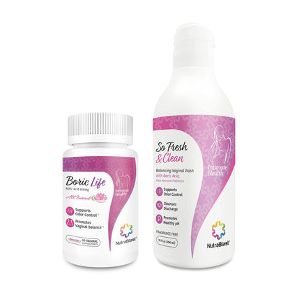 NutraBlast Boric Acid Vaginal Suppositories and So Fresh & Clean | Supports Odor Control
