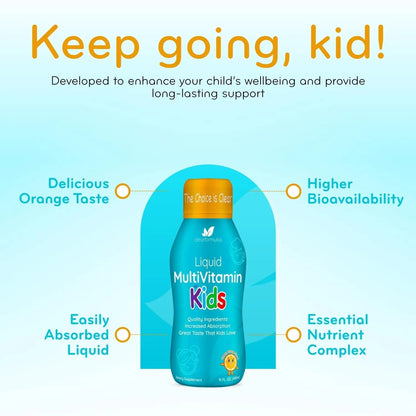 Sugar Free Liquid Multivitamin for Kids - High Absorption Kids Liquid Multivitamin with Vitamins A C D E & B Complex Plus Quercetin Immune Support Complex Clear FormulasBuy Supplements Australia