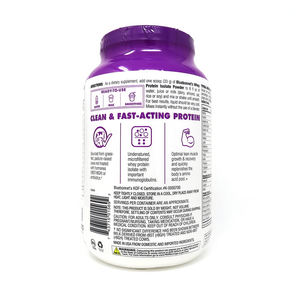 BlueBonnet 100% Natural Whey Protein Isolate Powder, Chocolate, 2 Pound BluebonnetBuy Supplements Australia