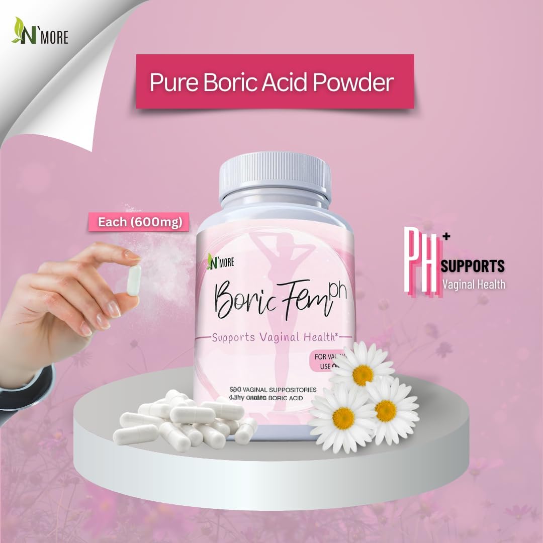 N'More Boric Acid Vaginal Suppositories- 100% Pure - Made in USA- Boricfem Vaginal Health Supplement- 30 Servings (Pack of 1) N'MoreBuy Supplements Australia