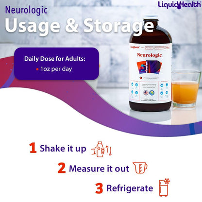 LIQUIDHEALTH Neurologic Focus Supplement - Brain Booster Nootropic Supplement for Cognitive Function, Memory & Focus with Ginkgo Biloba, Choline, L-Theanine & Phosphatidylserine - USA Made (32 oz) LIQUIDHEALTHBuy Supplements Australia