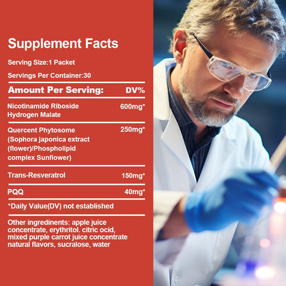 Royalee NAD Supplement 1200mg Synergistic Blend with Nicotinamide Riboside, PQQ & Resveratrol - Premium Anti-Aging Supplement for Cellular Energy, Mental Clarity and Longevity (30 Packets)1 RoyaleeBuy Supplements Australia