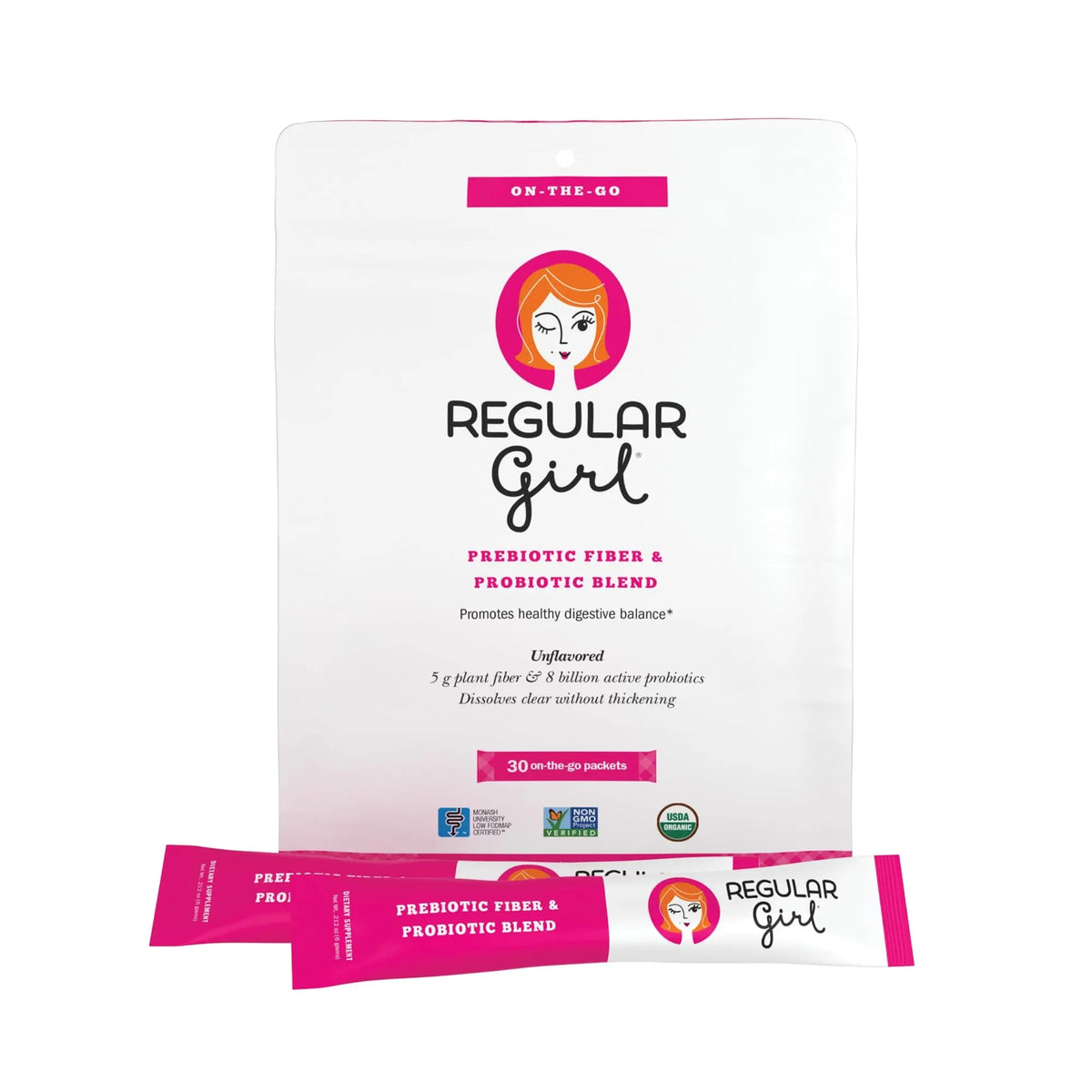Regular Girl Organic Powder, Prebiotic Fiber Supplement and Probiotics for Women, Low FODMAP, 30 On-The-Go Packets, Unflavored, 30 Serving Packets Regular Girl buy supplements Au