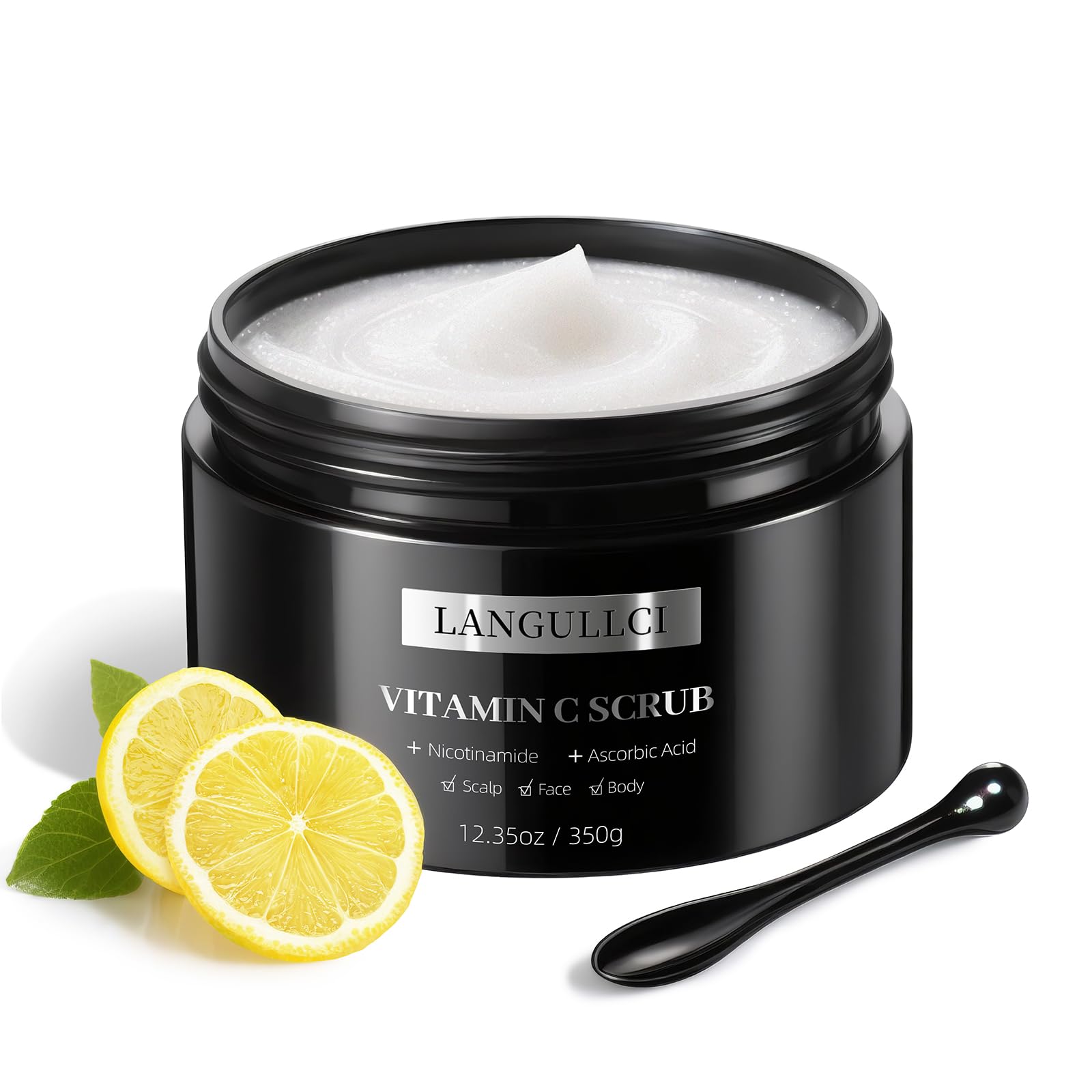 Face, Body & Scalp Scrub, 3-in-1 Gentle Microdermabrasion Exfoliating Scrub with Niacinamide & Vitamin C, Deep Cleansing, Oil Control, Dead Skin Removal, Pore-Refining for Smooth Radiant Skin, 12.3 oz LANGULLCI buy supplements Au