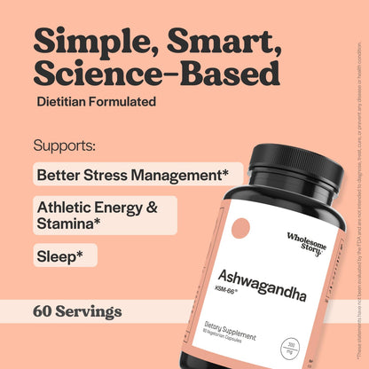 Vegan KSM 66 Ashwagandha Capsules| High Potency 5% Withanolides | Ashwagandha Root Extract Supplements | Ashwagandha 300mg | Stress Management & Well Being Support | 60 Ashwaganda Pills Wholesome StoryBuy Supplements Australia