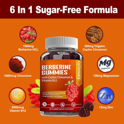Berberine Gummies 1600mg with Ceylon Cinnamon Sugar Free High Potency Berberine EdmmyliyBuy Supplements Australia