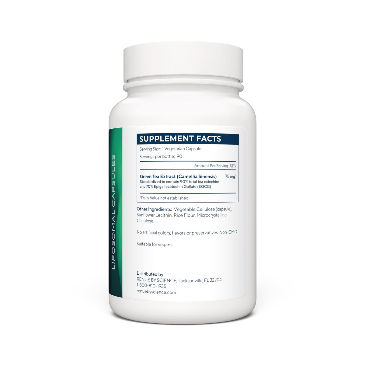 Renue By Science Green Tea Extract | High Strength Liposomal Supplement | 90 Capsules - 75mg Green Tea per Serving | Non-GMO | Made in The USA & Third-Party Tested Renue By ScienceBuy Supplements Australia