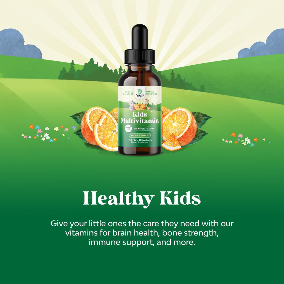 Bundle of Kids DHA Omega 3 Gummies - Fatty Acids Omega 3 6 9 for Brain Immune Strength Vision Focus Support and Liquid Multivitamin for Kids Immunity Support Natures CraftBuy Supplements Australia