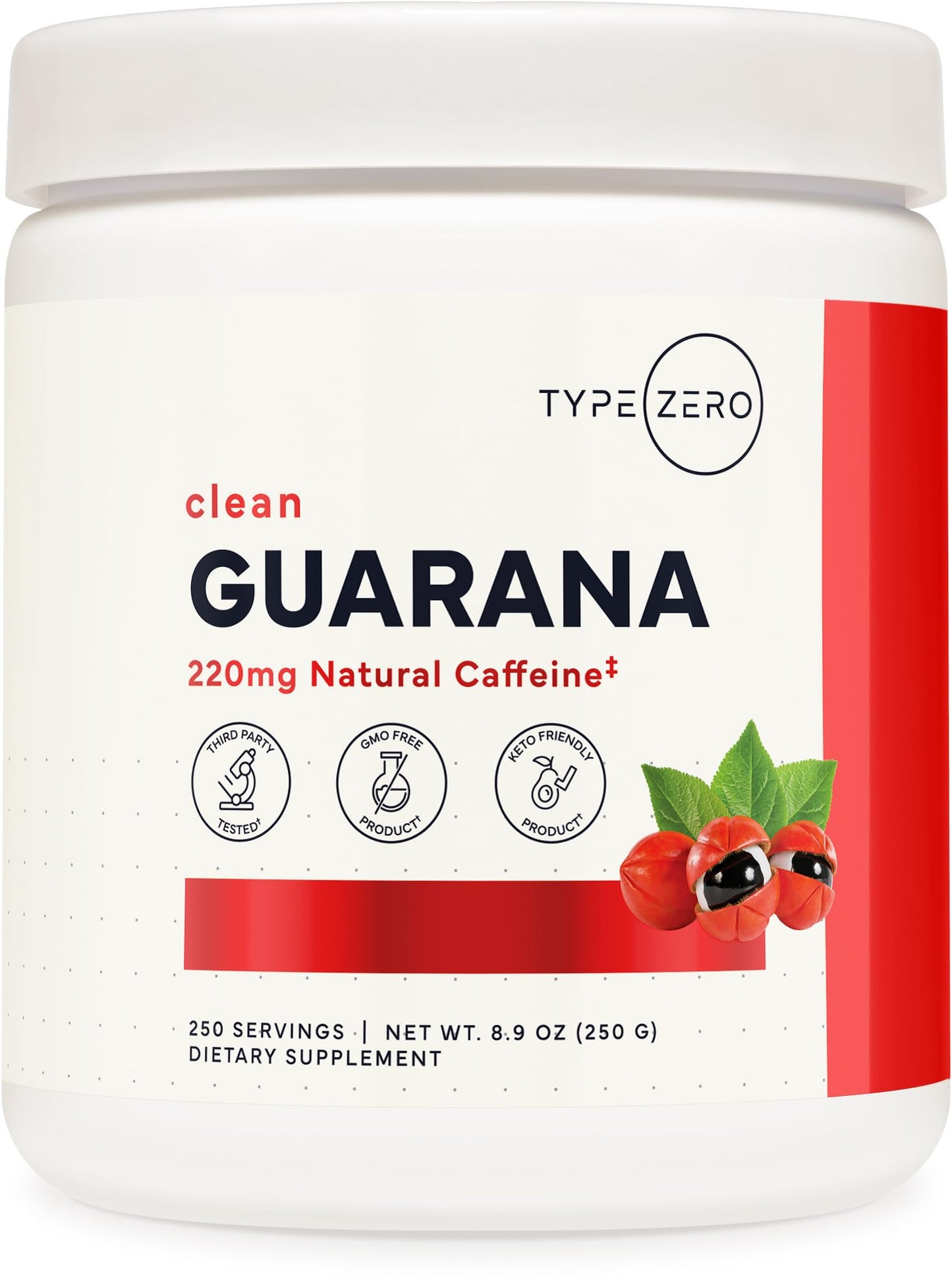 Type Zero Clean Guarana Powder Drink Mix (250 Servings, Unflavored) - 220 MG Caffeine Per Serving, Natural Caffeine, Non GMO, Gluten Free Type ZeroBuy Supplements Australia