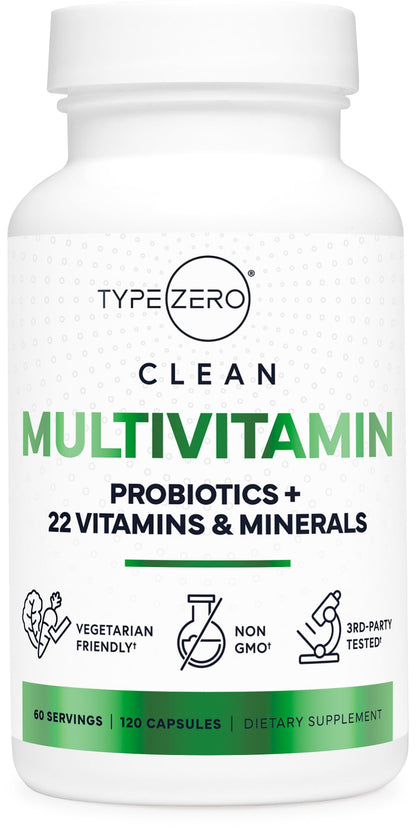 Type Zero Multivitamin Capsules (120 Capsules) (1300 mg) - with Probiotics + 22 Vitamins and Minerals, GMO-Free Type ZeroBuy Supplements Australia