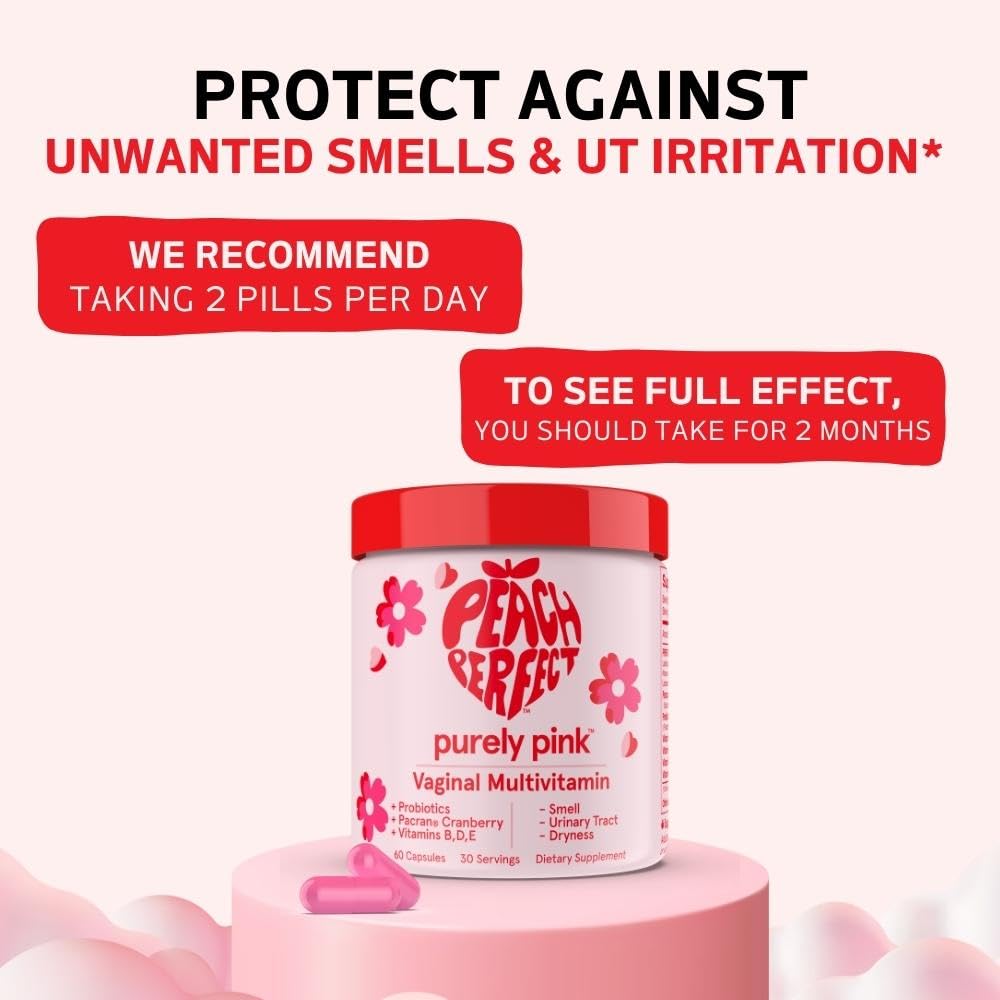 Purely Pink Prebiotic Probiotic Blend for Vaginal Health - Promote pH Balance, Healthy Flora and Odor Peach PerfectBuy Supplements Australia