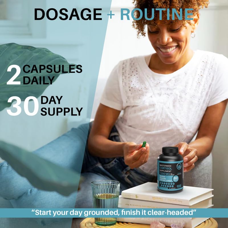mastermedi Cortisol Supplements for Women and Men Support with Magnesium, Ashwagandha, Lion’s Mane & GABA – Adaptogenic Stress Relief & Mood Support – Non-GMO, No Fillers, Gluten-Free mastermediBuy Supplements Australia