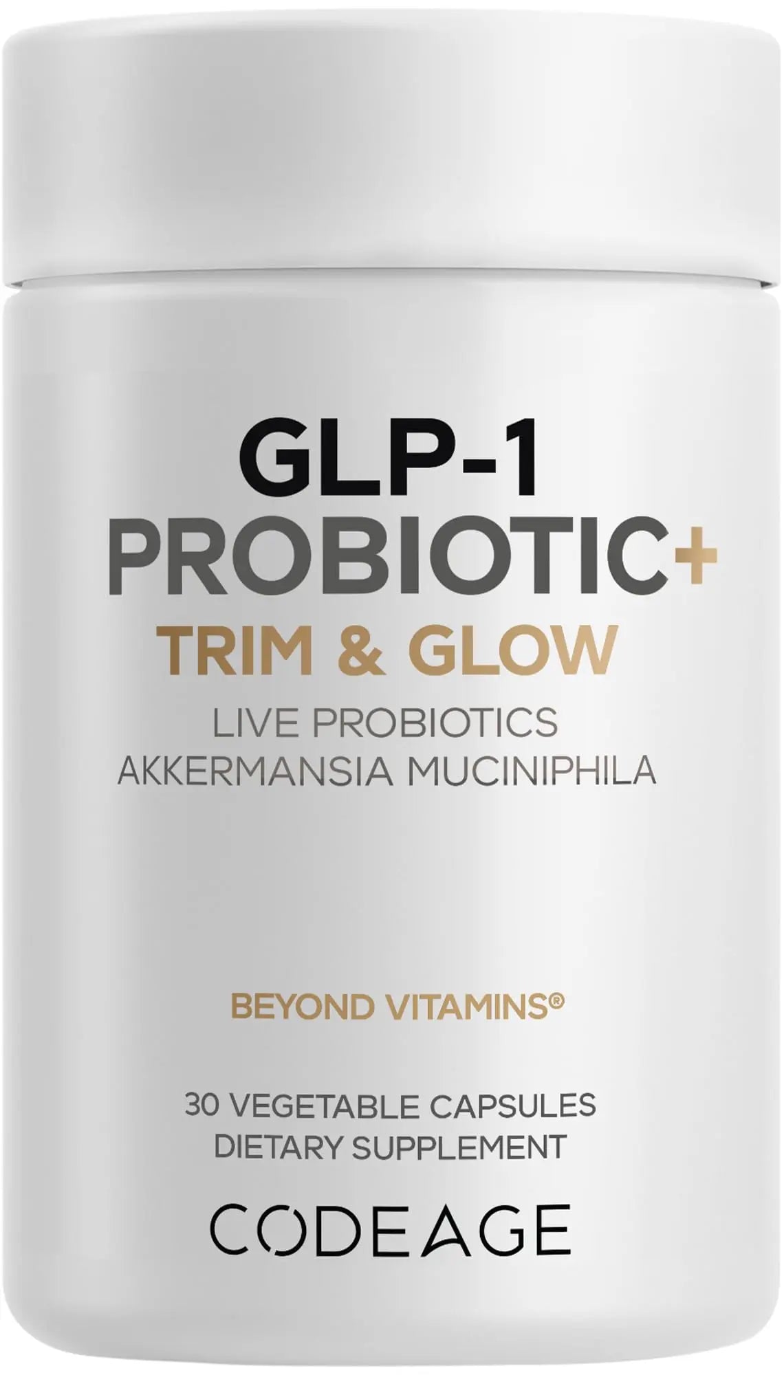 Codeage GLP-1 Probiotic+ - Live Probiotics Akkermansia, Clostridium, Bifidobacterium, Chicory Inulin Probiotic, Prebiotics & Postbiotics Supplement - 500 Million AFU - 30 Capsules CodeageBuy Supplements Australia