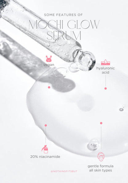 Mochi Glow 20% Niacinamide Serum for Face, High Potency Pore Tightening Skin Serum with Hyaluronic Acid & Glutathione, Anti-Aging Serum for Dark Spots & Fine Lines, Korean Skincare, 50ml/1.7fl.oz. NOTHING FITS BUT buy supplements Au