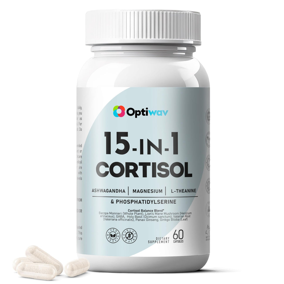 Optiwav Cortisol Detox Supplement for Women Men - Control & Lowering High Cortisol Level - Balance Calm Stress Relief Cleanse Adrenal Health Support - Magnesium Ashwagandha Cortisol Blocker Reducer OptiwavBuy Supplements Australia